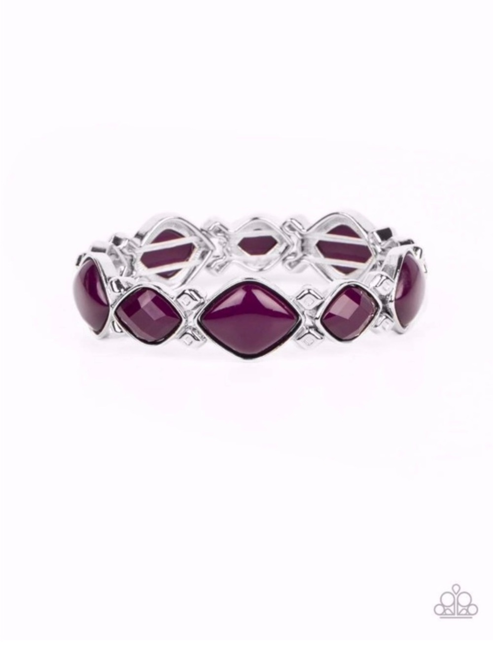 B-77 Plum Gemstone-Accent Silver Stretch Bracelet